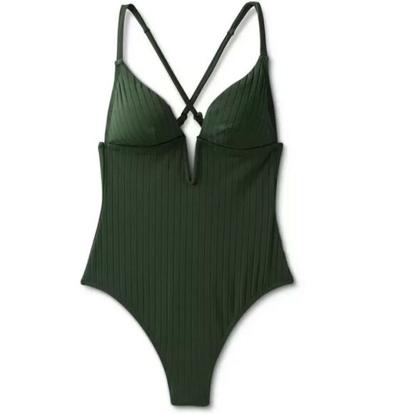 SHADE & SHORE Ribbed Cheeky One-Piece Bathing suit small - Picture 3 of 10